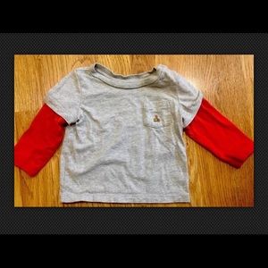 baby GAP 12-18 Months Gray/Red Brannan Bear Top